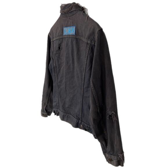 Levi's Distressed Dark Denim Pretenders Patch Jean Jacket - Women's Size Large - Picture 4 of 8